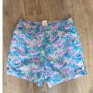 Vineyard Vines Men's Turtle Starfish Novelty 7" Swim Trunks M - EUC Pockets